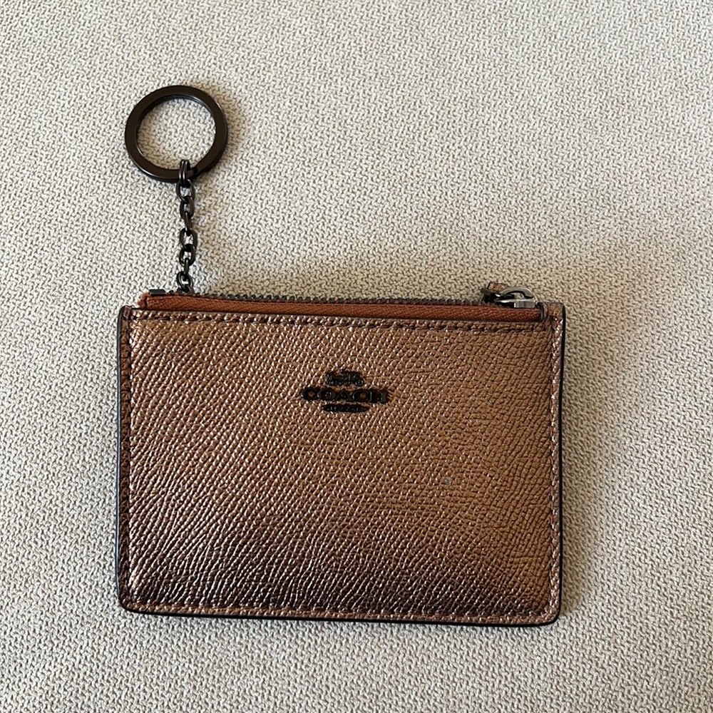 NWT Coach Card Case Metallic Bronze